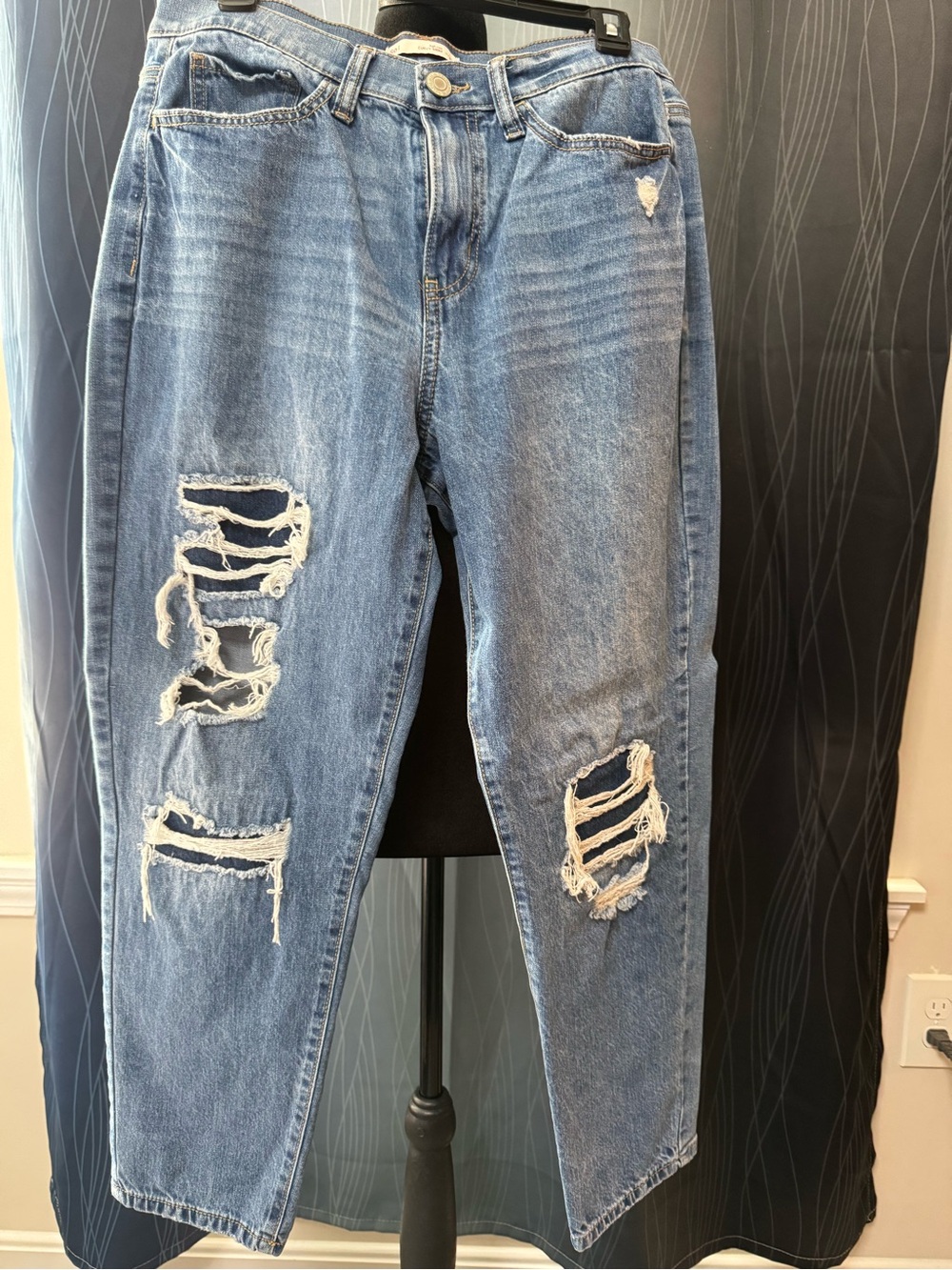 SO High-Rise Distressed Women's Jeans - Blue